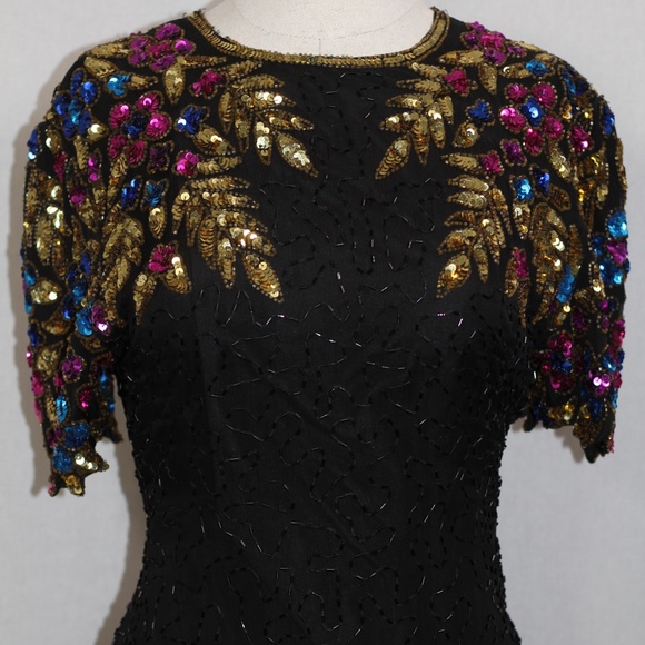 Multi Colored Sequin Beaded Dress - Picture 3 of 15